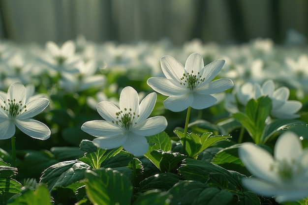 de bloemen van een ochtendplant in de lente zonneschijn professionele fotografie