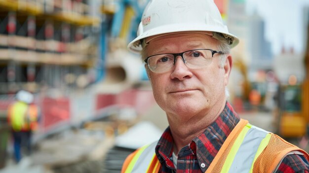 De bouwvakker of projectleider die op de bouwplaats werkt