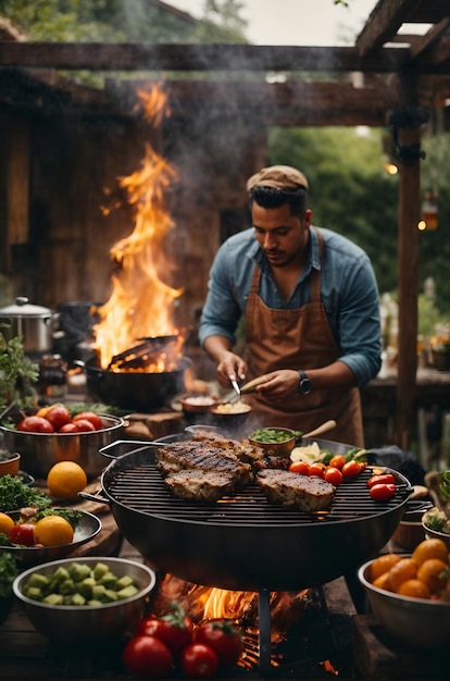 De buiten kook- en grillsessies