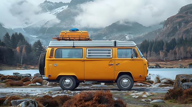 De bus gaat op reis. Vakantie roeping.