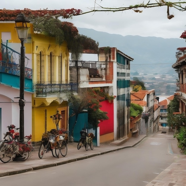 Foto de charmante straten van colombia leven van nationale trots en vlaggen