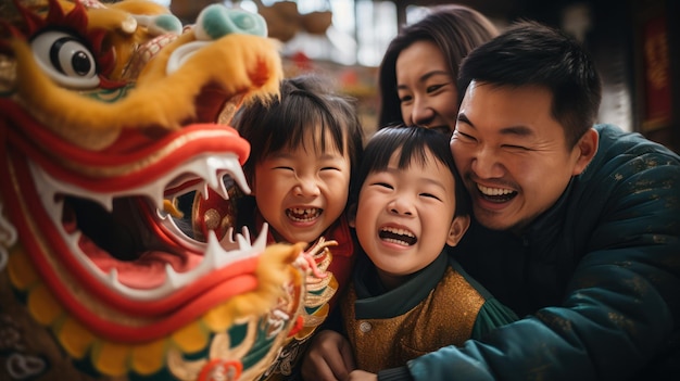 De Chinese familie blij