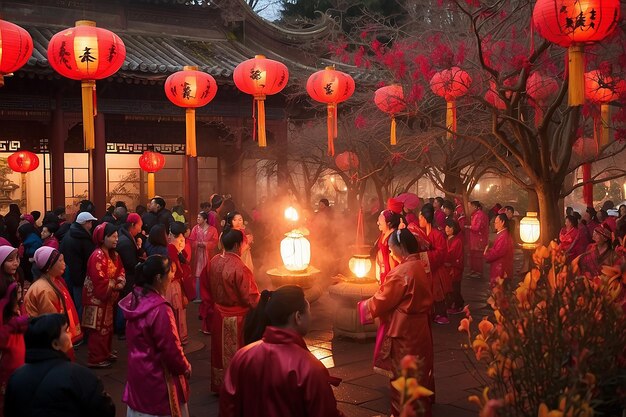 Foto de chinese lunar new year viering in de lan su gardens in portland oregon is vol licht drama