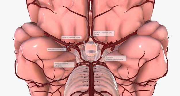 Foto de cirkel van willis is de circulatoire anastomose die de hersenen van bloed voorziet