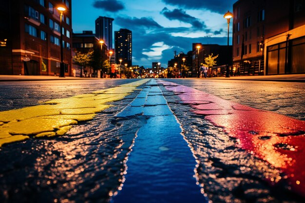 Foto de colombiaanse vlag geschilderd op een levendige straat