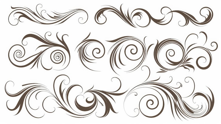 Foto de curls en scrolls ontwerpset is bedoeld als decoratieve elementen voor frames elegant swirl moderne illustratie