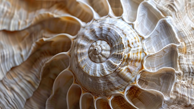 De delicate patronen van een schelp, geïllustreerd door AI