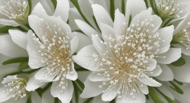 De delicate schoonheid van kleine witte bloemen onthuld door de magie van macrolenzen