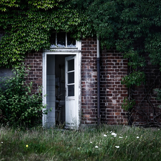 Foto de deur van het huis is open.