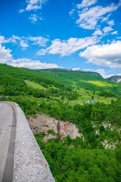 De Djurdjevic-brug doorkruist de kloof van de rivier de Tara in het noorden van Montenegro