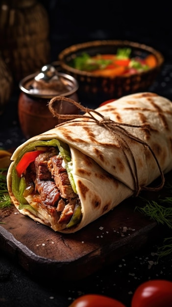 De Doner kebab shoarma met vlees en saus Generatieve AI