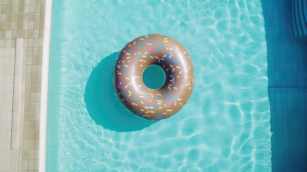 De donut in het zwembad Illustratie AI GenerativexA