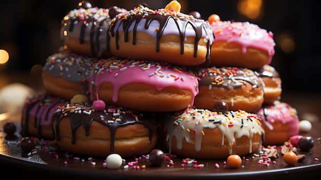 De donuts zijn op elkaar gestapeld