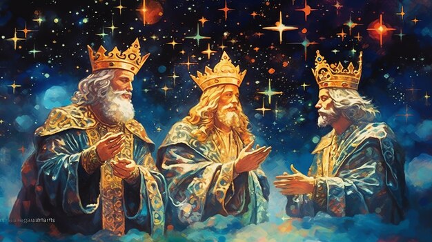 De Drie Wijzen Koning van het Oosten Epifanieviering De Drie Wise Men Illustratie Melchior Caspar en Balthasar