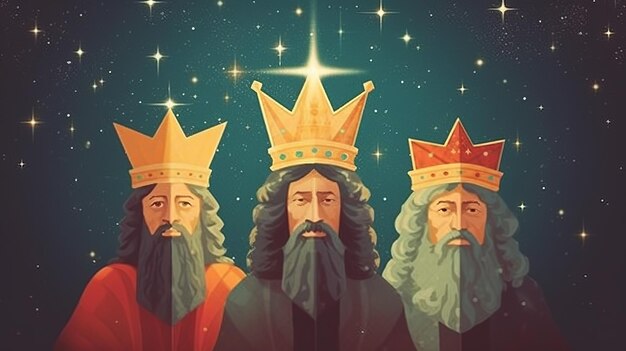 Foto de drie wijzen koning van het oosten epifanieviering de drie wise men illustratie melchior caspar en balthasar