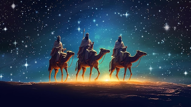 De Drie Wijzen Koning van het Oosten Epifanieviering De Drie Wise Men Illustratie Melchior Caspar en Balthasar