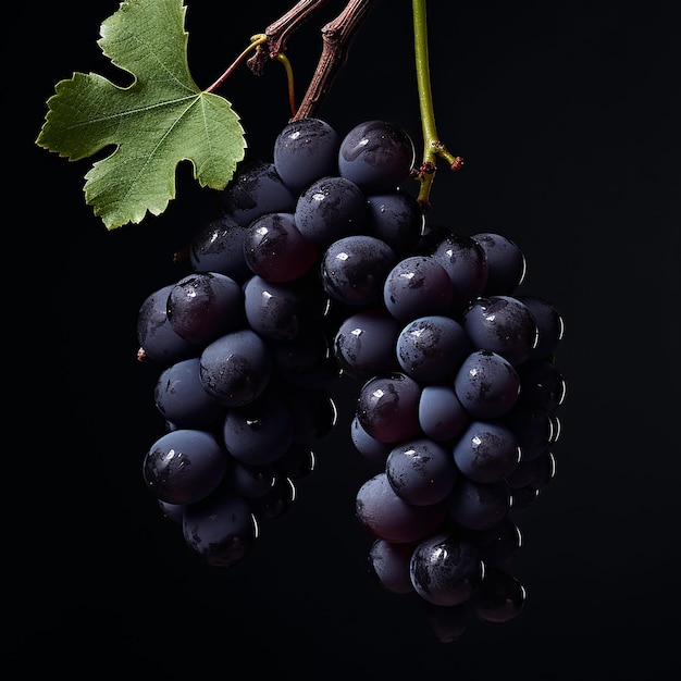 De druiventros is zwart van kleur en ziet er zeer verzorgd uit