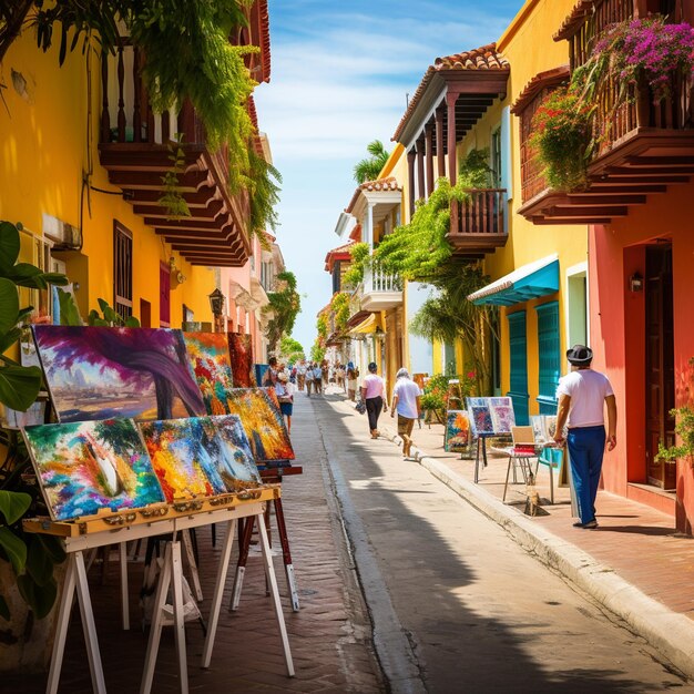 De drukke straat in Cartagena, Colombia