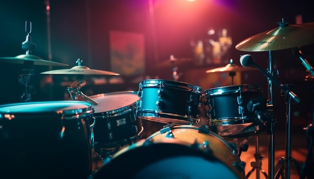 De drummer rockt het podium met door AI gegenereerde metal