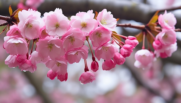 de eerste bloei van kersenbloesems in een stadspark