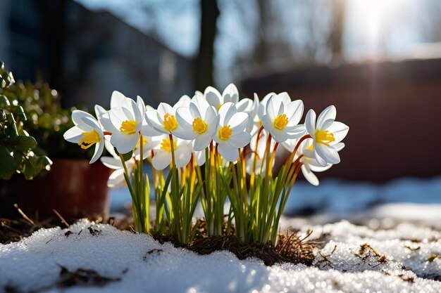 De eerste bloemen na de sneeuwbronnen