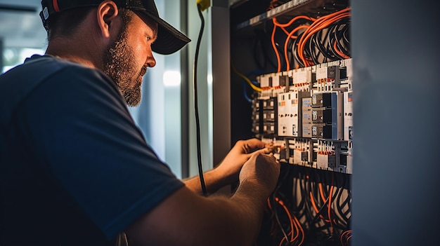 De elektricien repareert een defect circuit