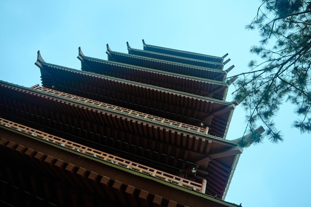 De elevatiehoek van een toren met meerdere verdiepingen