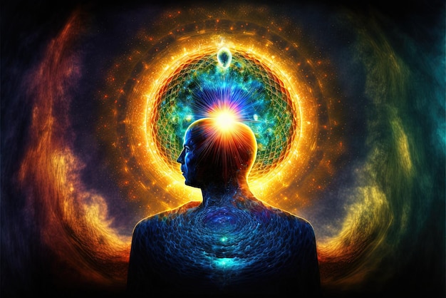 Foto de energie van reiki bron van spiritualiteit universum levenskracht prana de geest van god generatieve ai