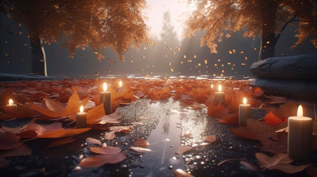 De essentie van de herfst vastleggen Een fotorealistische filmische illustratie AI gegenereerd beeld