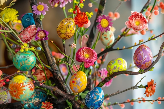 De essentie van de lente opnieuw bedacht een DIY Paasboom versierd met symbolen van wedergeboorte