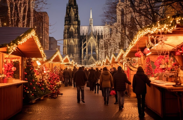 De feestelijke kerstmarkt in Keulen, Duitsland