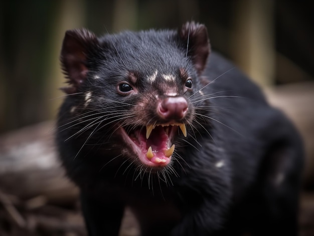 De felle intensiteit van de Tasmaanse duivel in de wildernis