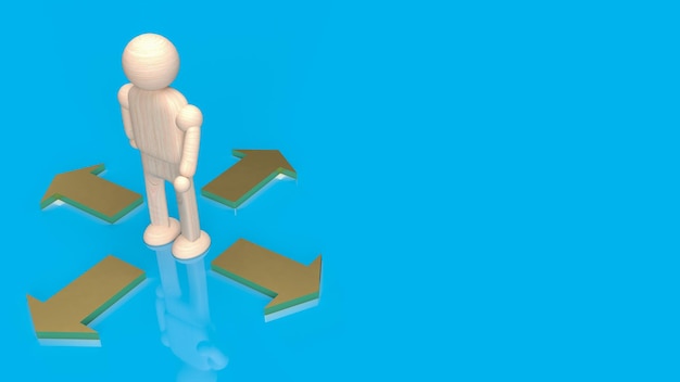 De figuur man en pijlpunt voor bedrijfsconcept 3d-rendering