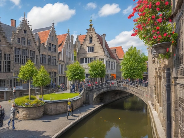 De foto van het stadscentrum van Gent stadsbeeld van België