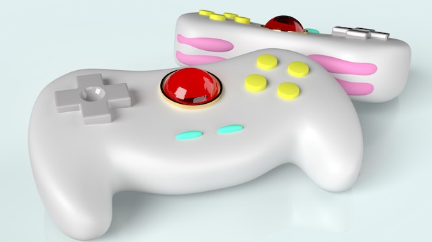 De gamecontrollers 3d-rendering voor videogames