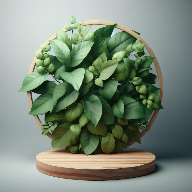 De gaven van de aarde Houten podium met natuurlijke schatten