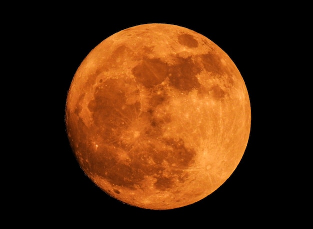 De gele volle maan op zwarte achtergrond