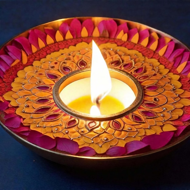 De gelukkige Diwali Clay Diya-lampen staken aan tijdens Diwali Hindu-festival van lichtviering Kleurrijke tra