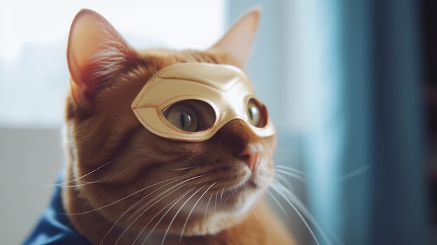 De gemaskerde Prowler Cat met een heldenmasker jaagt op schurken