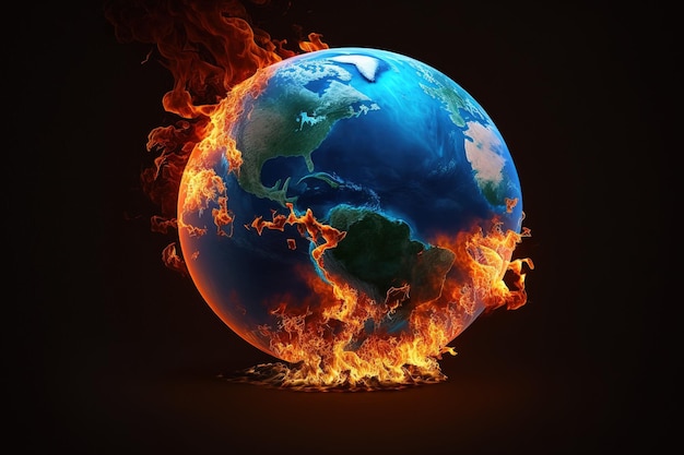 De gemiddelde temperatuur op aarde stijgt en de hele planeet staat in brand. Het idee van een catastrofe. NASA leverde hiervoor het beeldmateriaal