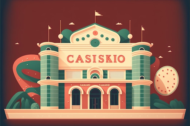 De gevel van de vlakke afbeelding van het casinogebouw