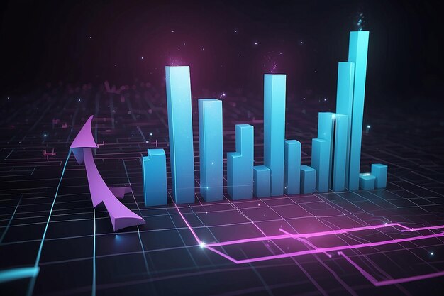 De gloeiende grafiek toont een succesvolle financiële groei