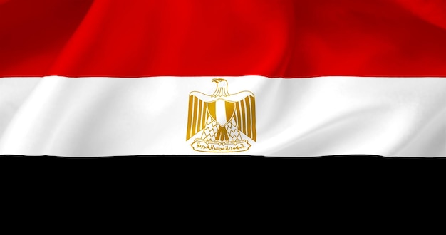 De golvende vlag van Egypte de vlag van een vrij land de vlag zwaait in de wind textiel satijn