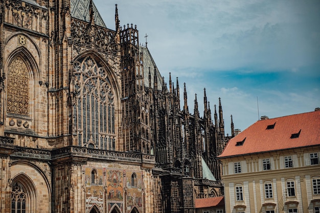 de gotische Sint-Vituskathedraal in de Praagse Burcht Complex Tsjechië praagse burcht