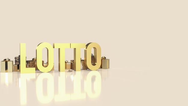 De gouden lotto en geschenkdoos afbeelding 3D-rendering