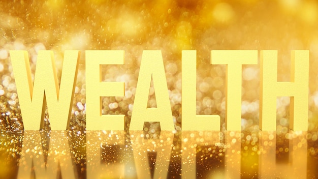 De gouden rijkdom op gouden achtergrond voor business concept 3D-rendering