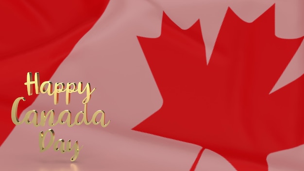 De gouden tekst op vlag achtergrond voor Canada day concept 3D-rendering