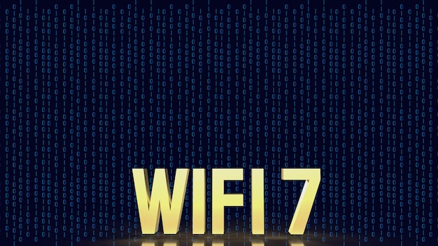 De gouden wifi 7 voor technologie of internet concept 3D-rendering