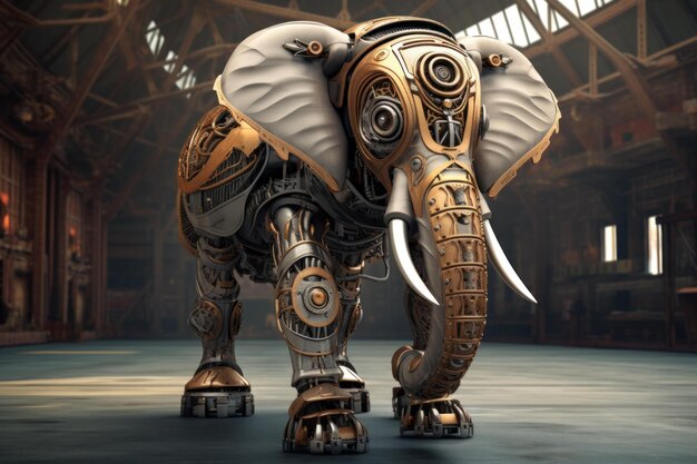 De grillige Steampunk olifant genereert Ai.