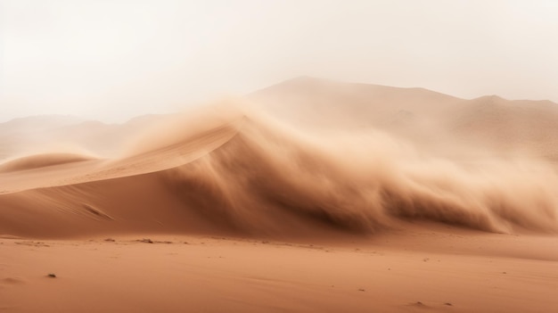 De grimmige schoonheid van een zandstorm in een woestijnlandschap